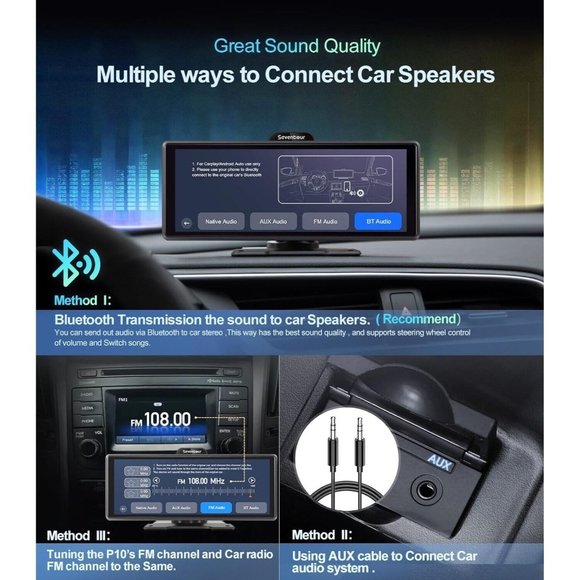 10" HD Touch Screen Wireless Car Stereo Mirror Link Bluetooth Backup Camera NEW - Picture 5 of 5